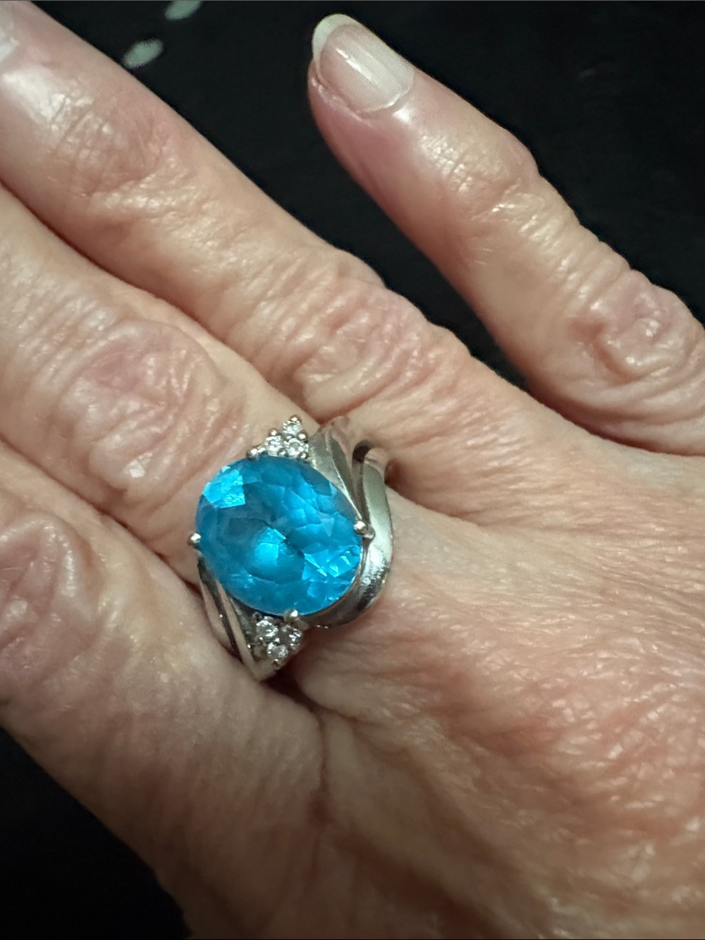 Blue Topaz Oval Gemstone Sterling Silver Ring - Elegant Women's Jewelry